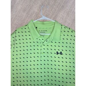 Under Armour The Playoff Polo Mens 2XL Green Pattern Performance Golf Shirt